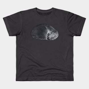 Rolled up lying, sleeping cat inversion Kids T-Shirt